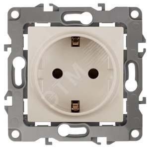 Розетка однофазная скрытого монтажа, в рамку с заземлением со шторками слоновая кость 16А 250В IP20 автоматические (безвинтовые) зажимы 12-2102-02 Эра 12