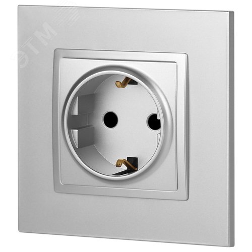 Розетка однофазная скрытого монтажа, в рамку с заземлением со шторками алюминий 16А 250В IP20 автоматические (безвинтовые) зажимы 14-2102-03 Эра Elegance 4