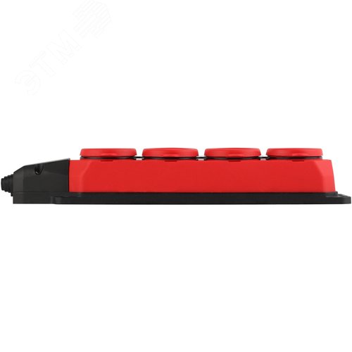 Колодка K-4e-RED-IP44 каучуковая с заземлением 4 розетки 16A IP44 красная - фото 3