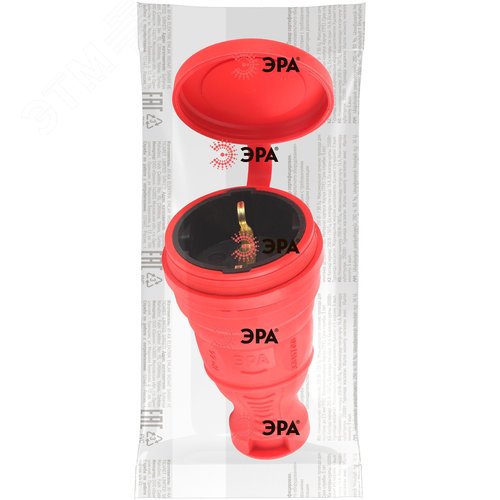 Разъём каучуковый c/з прямой 16A IP44 красный R8-RED-IP44 - фото 2