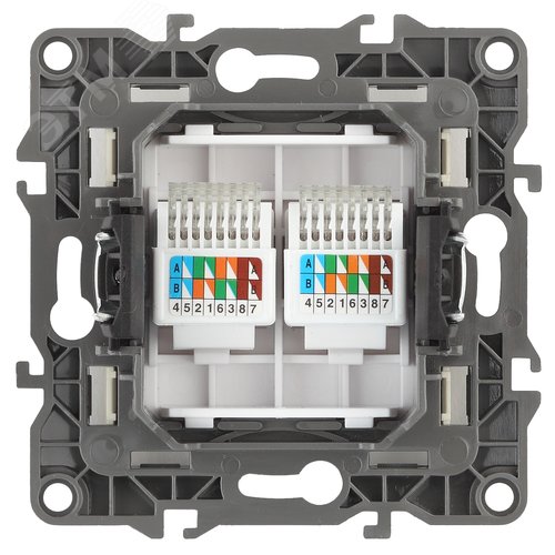 Розетка информационная двойная 2XRJ45, Эра12, графит, 12-3108-12 - фото 2