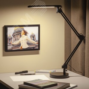 Светильник настольный светодиодный на струбцине и с основанием черный NLED-440-7W-BK 3