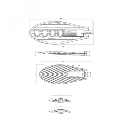 Светильник уличный светодиодный ДКУ 200Вт 5000К 30000Лм КСС Ш-aб IC-COB 48-60мм SPP-5-200-5K-W 6