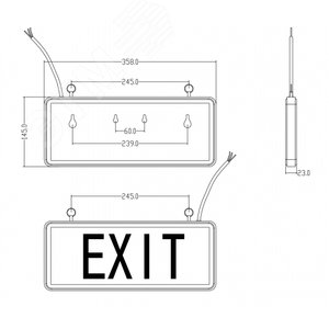Светильник аварийный светодиодный без текста 3Вт, 3ч, стикер 358х145 мм односторонний SSA-101-0-20 3