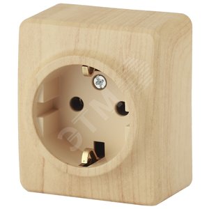 Розетка однофазная наружная (открытой установки) с заземлением без шторок сосна 16А 250В IP20 винтовые клеммы 11-2203-11 Эра Эксперт
