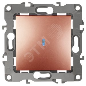 Выключатель одноклавишный скрытого монтажа с подсветкой медь 10А 250В автоматические (безвинтовые) ЭРА 12 12-1102-14