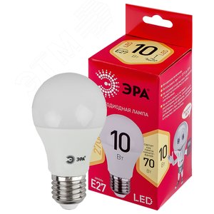 Лампа светодиодная LED 10 Вт 800Лм 2700К груша теплый E27 220-240В LED A60-10W-827-E27 Red Line - ЭРА (Энергия света)