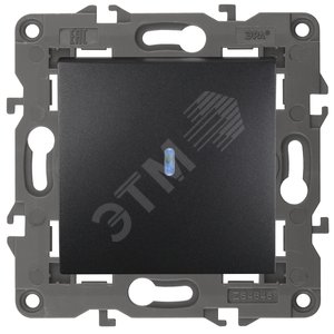 Выключатель одноклавишный, в рамку (скрытого монтажа) с подсветкой антрацит 10А 250В автоматические (безвинтовые) зажимы ЭРА Elegance 14-1102-05