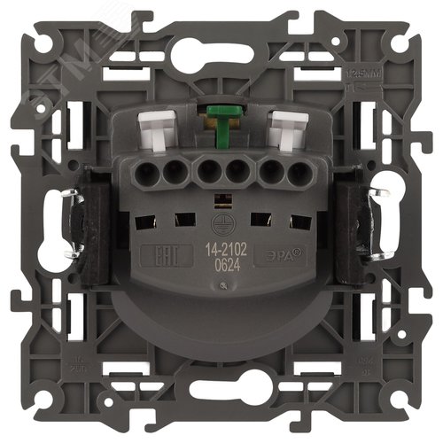 Розетка однофазная скрытого монтажа, в рамку с заземлением со шторками антрацит 16А 250В IP20 автоматические (безвинтовые) зажимы 14-2102-05 Эра Elegance 3