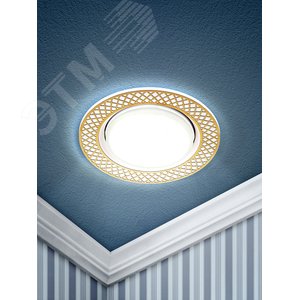 Светильник KL79 WH/GD под лампу Gx53 круглый,220V,13W,белый/золото | Б0037364 | ЭРА - фото 2