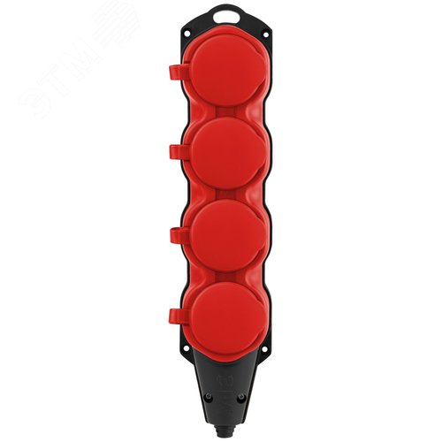 Колодка каучуковая с заземлением 4 розетки 16A IP44 красная KX-4e-RED-IP44 - фото 3