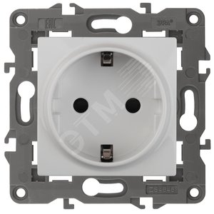 Розетка однофазная скрытого монтажа, в рамку с заземлением без шторок белый 16А 250В IP20 автоматические (безвинтовые) зажимы 14-2101-01 Эра Elegance