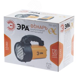 Фонарь PA-601 ЭРА прожектор АЛЬФА 19xLED + 24xLED, литий 3Ач, ЗУ 220V+12V, карт (Б0031036) - фото 2