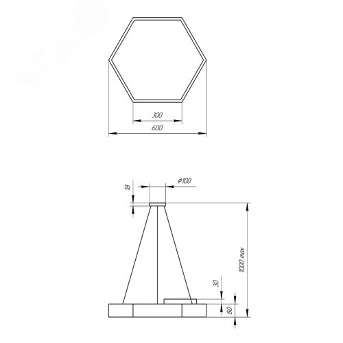 Светильник светодиодный Geometria Hexagon SPO-121-B-40K-038 38Вт 4000К 4000Лм IP40 600*600*80 черный подвесной | Б0050551 | ЭРА - фото 6