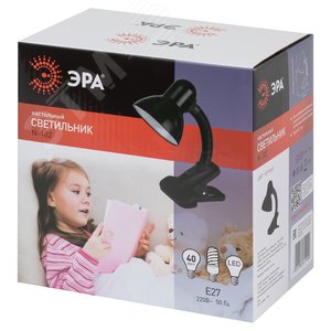 Светильник настольный на прищепке черный матовый N-102-E27-40W-BK 2