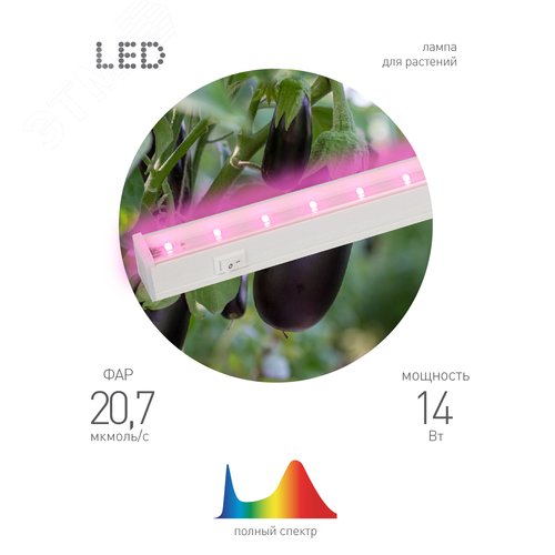Линейные фитосветильники белый спектр ЭРА LLED-05-T5-FITO-14W-W | Б0028200 | ЭРА - фото 10