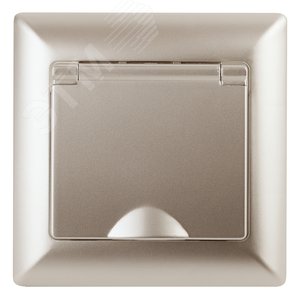 4-203-04 Розетка 2P+E Schuko с крышкой, 16А-250В, СУ, Solo, шампань (10/100/2400) | Б0043322 | Intro - ЭРА (Энергия света)