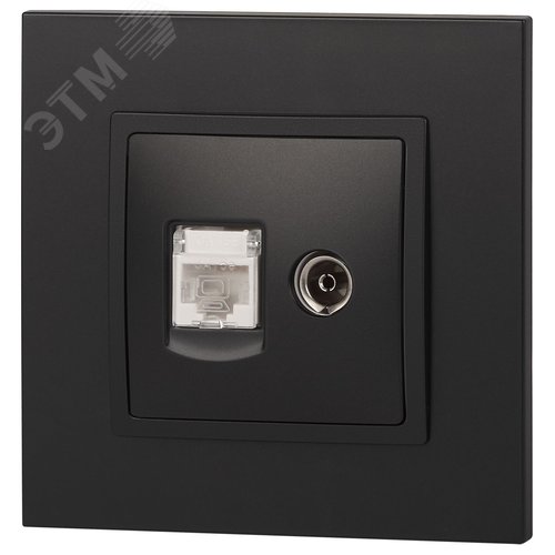 Розетка RJ45+TV, Эра Elegance, антрацит, 14-3110-05 - фото 5