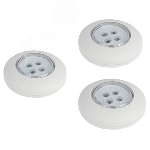Фонарь светодиодный подсветка SB-803 пушлайт 4хLED на батарейках 3хААА белый 3 шт - ЭРА (Энергия света)