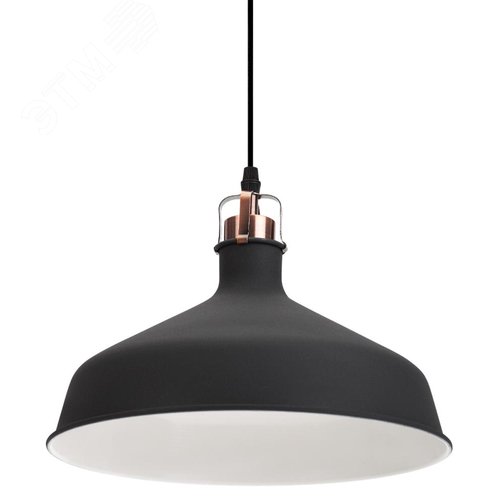 Светильник подвесной декоративный PL2 BK/RC E27 max 60W, d300 мм, шагрень черный/медь 5