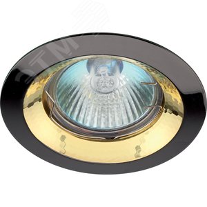 Светильник KL29 А GU/G литой пов. "тарелка" MR16,12V/220V, 50W черный металл/золото | C0043726 | ЭРА - ЭРА (Энергия света)