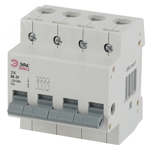 Выключатель нагрузки (мини-рубильник) ВН-29 4P 25А SIMPLE-mod-68 SIMPLE 2