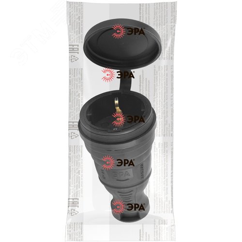 Разъём каучуковый c/з прямой 16A IP44 черный R8-B-IP44 - фото 2