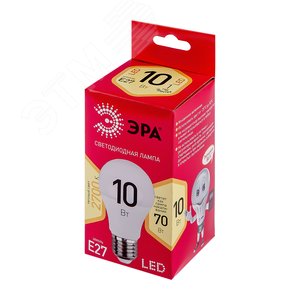 Лампа светодиодная LED 10 Вт 800Лм 2700К груша теплый E27 220-240В LED A60-10W-827-E27 Red Line - фото 2