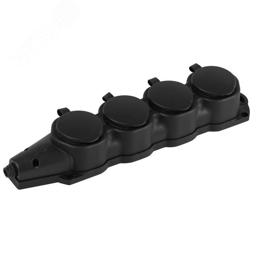 Колодка каучуковая с заземлением 4 розетки 16A IP44 черная KX-4e-B-IP44 - ЭРА (Энергия света)