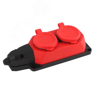 Колодка каучуковая с/з 2 гнезда 16A IP44 красная 12/120/720 - ЭРА (Энергия света)