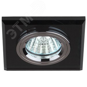 Светильник декор стекло квадрат MR16,12V/220V, 50W, хром/черный DK8 CH/BK