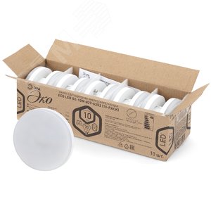 Лампа светодиодная ECO LED GX-10W-827-GX53 (10-PACK) (диод  таблетка  10Вт  тепл  GX53) (10/100/5600) ЭРА (Б0036549) - ЭРА (Энергия света)