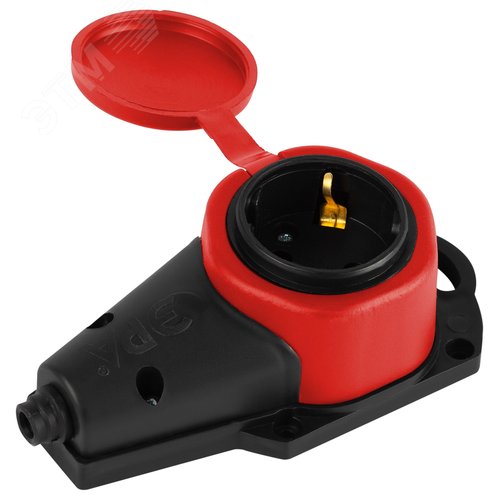 Колодка каучуковая с заземлением 1 розетка 16A IP44 красная KX-1e-RED-IP44 - фото 2