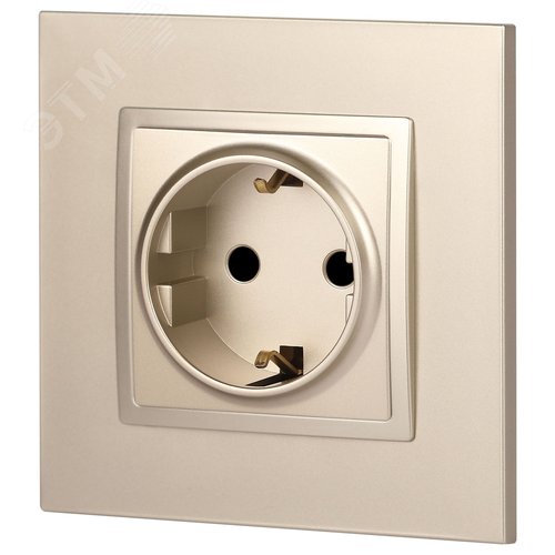 Розетка однофазная скрытого монтажа, в рамку с заземлением со шторками шампань 16А 250В IP20 автоматические (безвинтовые) зажимы 14-2102-04 Эра Elegance 5
