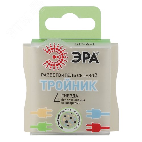 Тройник 4 гнезда, без заземления, слоновая кость 10/60/2640 SP-4-I - фото 4