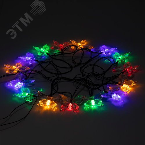 Гирлянда садовая на солнечной батарее Бабочки 20 LED 5,8 метра ERASF22-15 - ЭРА (Энергия света)