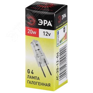 Лампа накаливания галогенная G4-JC-20W-12V (галоген, капсула, 20Вт, нейтр, G4) (100/1000/35000) - фото 2