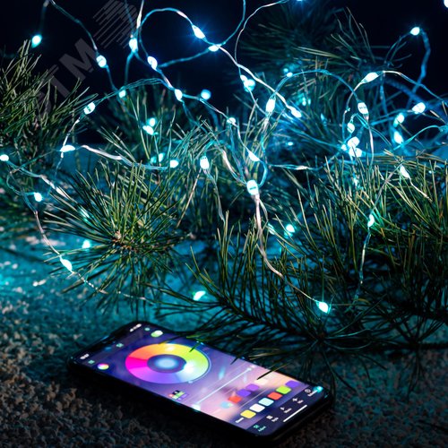 Гирлянда Нить с пультом, RGB, 10 м, 220 V, с таймером, с музыкой, с управлением через приложение, длина провода ЕGNIG - PU-1 - фото 6