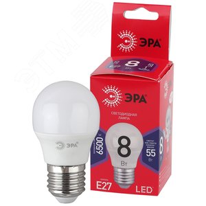 Лампа светодиодная LED 8 Вт 640Лм 6500К шар холодный E27 220-240В LED P45-8W-865-E27 Red Line