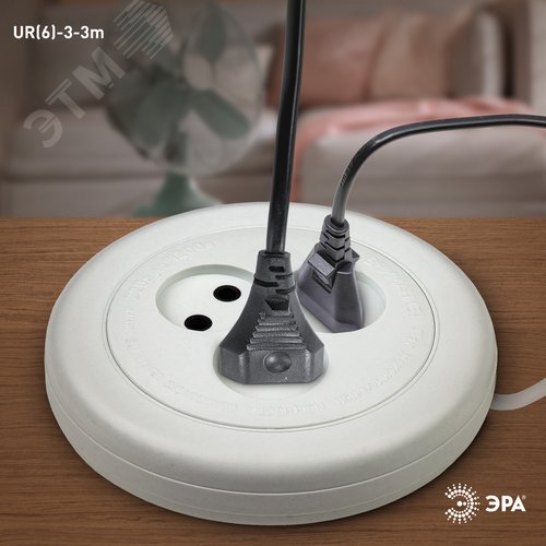 Удлинитель UR6-3-3m/УХ6-103 рулетка без заземления,1300Вт, 3 гнезда, 3м 5/20/600 UR6-3-3m - фото 2