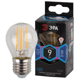 Лампа светодиодная декоративная LED 9 Вт 1170Лм 4000К шар, филамент нейтральный E27 230В F-LED P45-9w-840-E27