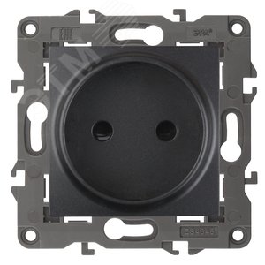 Розетка однофазная скрытого монтажа, в рамку без шторок антрацит 16А 250В IP20 автоматические (безвинтовые) зажимы 14-2105-05 Эра Elegance