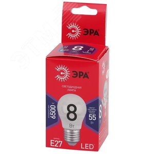 Лампа светодиодная LED 8 Вт 640Лм 6500К шар холодный E27 220-240В LED P45-8W-865-E27 Red Line 2