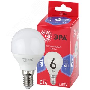 Лампа светодиодная LED 6 Вт 480Лм 6500К шар холодный E14 220-240В LED P45-6W-865-E14 Red Line