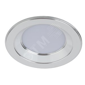 KL LED 15-7 WH/CH Точечные светильники ЭРА светодиодный круглый ‘‘серебряная окантовка‘‘ 7W 4000K, белый/серебро d90‘‘ (Б0028283) - ЭРА (Энергия света)