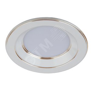 KL LED 15-9 WH/GD Точечные светильники ЭРА светодиодный круглый‘‘золотая окантовка‘‘ 9W 4000K, белый/золото d120‘‘ (Б0028284)