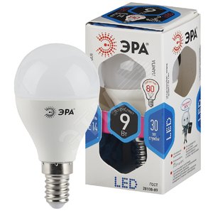 Лампа светодиодная LED 9 Вт 720Лм 4000К шар нейтральный E14 170-265В LED P45-9W-840-E14 Standart - ЭРА (Энергия света)