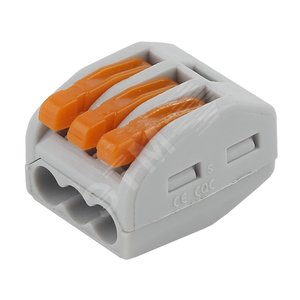 Строительно-монтажная клемма СМК, модель 413, с рычагом, 3 отверстия, 0.08-2.5мм2 (уп.100шт.) (Б0033390)