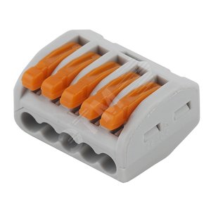 Строительно-монтажная клемма СМК, модель 415, с рычагом, 5 отверстий, 0.08-2.5мм2