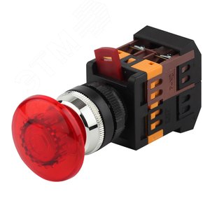 Кнопка AELA22 ‘‘Грибок‘‘ красный d22мм неон/240В  1з+1р (Б0045630) - ЭРА (Энергия света)